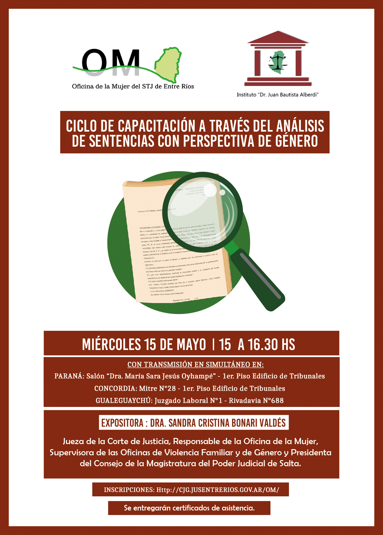 Se realizará mañana un “Ciclo de Capacitación a través del análisis de sentencias con perspectivas de género” Se realizará mañana un “Ciclo de Capacitación a través del análisis de sentencias con perspectivas de género”