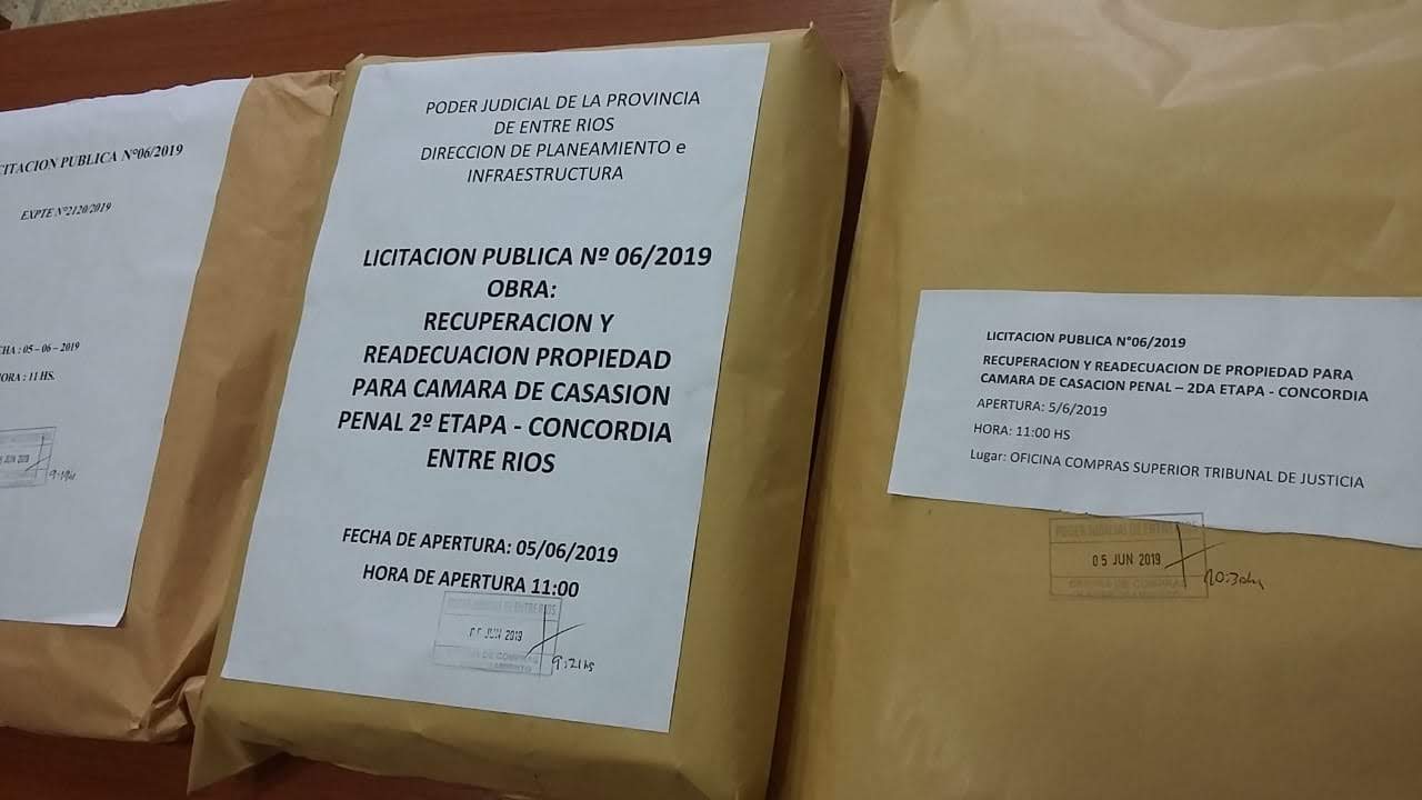 Cuatro ofertas para realizar obras en la sede de la Cámara de Casación Penal de Concordia Cuatro ofertas para realizar obras en la sede de la Cámara de Casación Penal de Concordia
