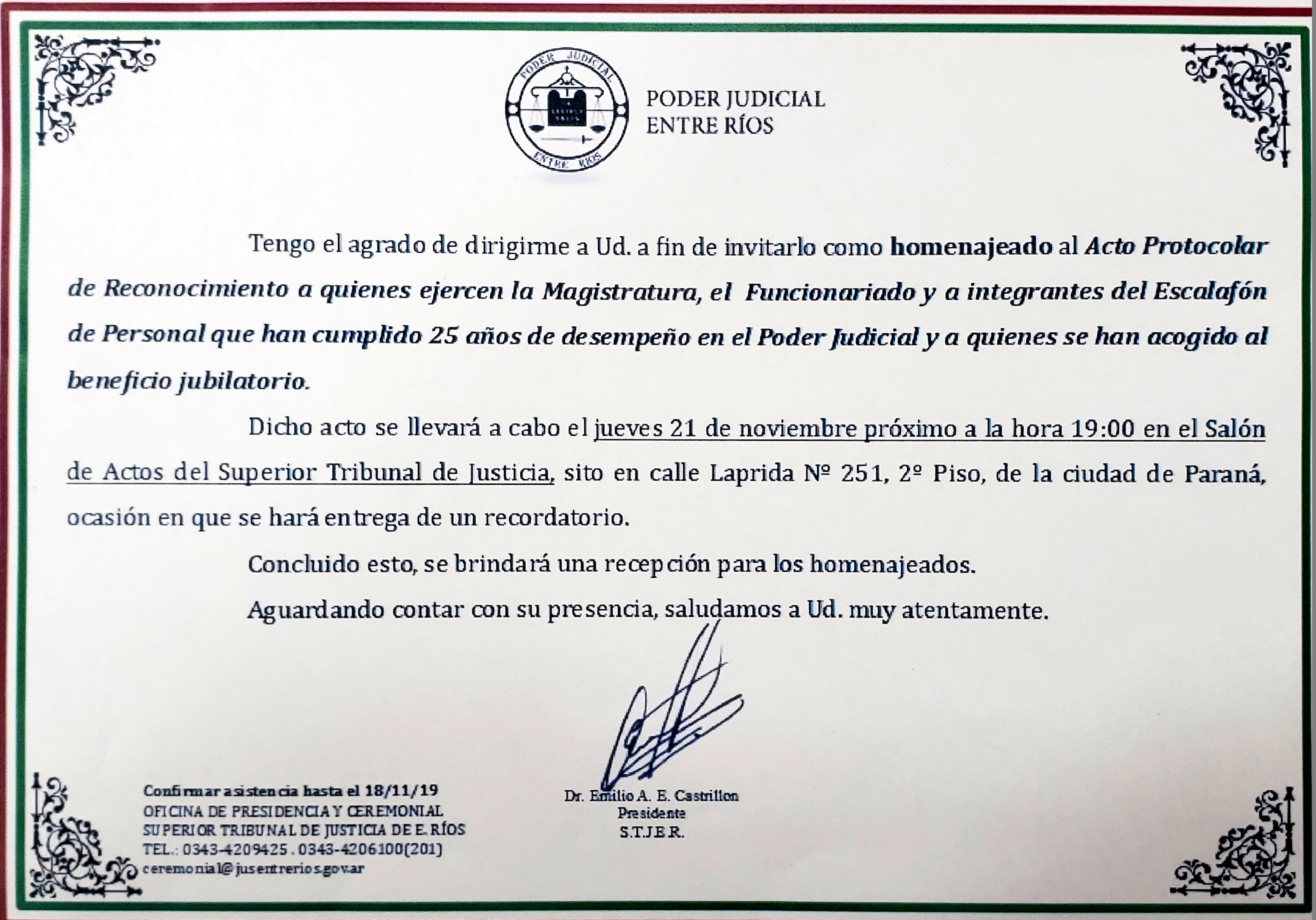Homenaje a los agentes con 25 años de labor y jubilados del Poder Judicial Homenaje a los agentes con 25 años de labor y jubilados del Poder Judicial